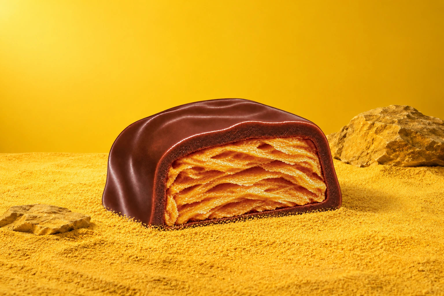 PB Crispy Comets on a colored studio set